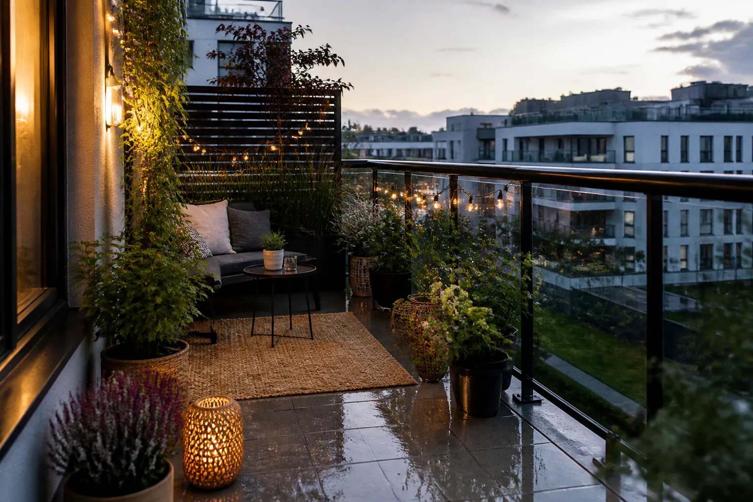 Jak urządzić mały balkon lub taras: oświetlenie, rośliny i sprytne patenty