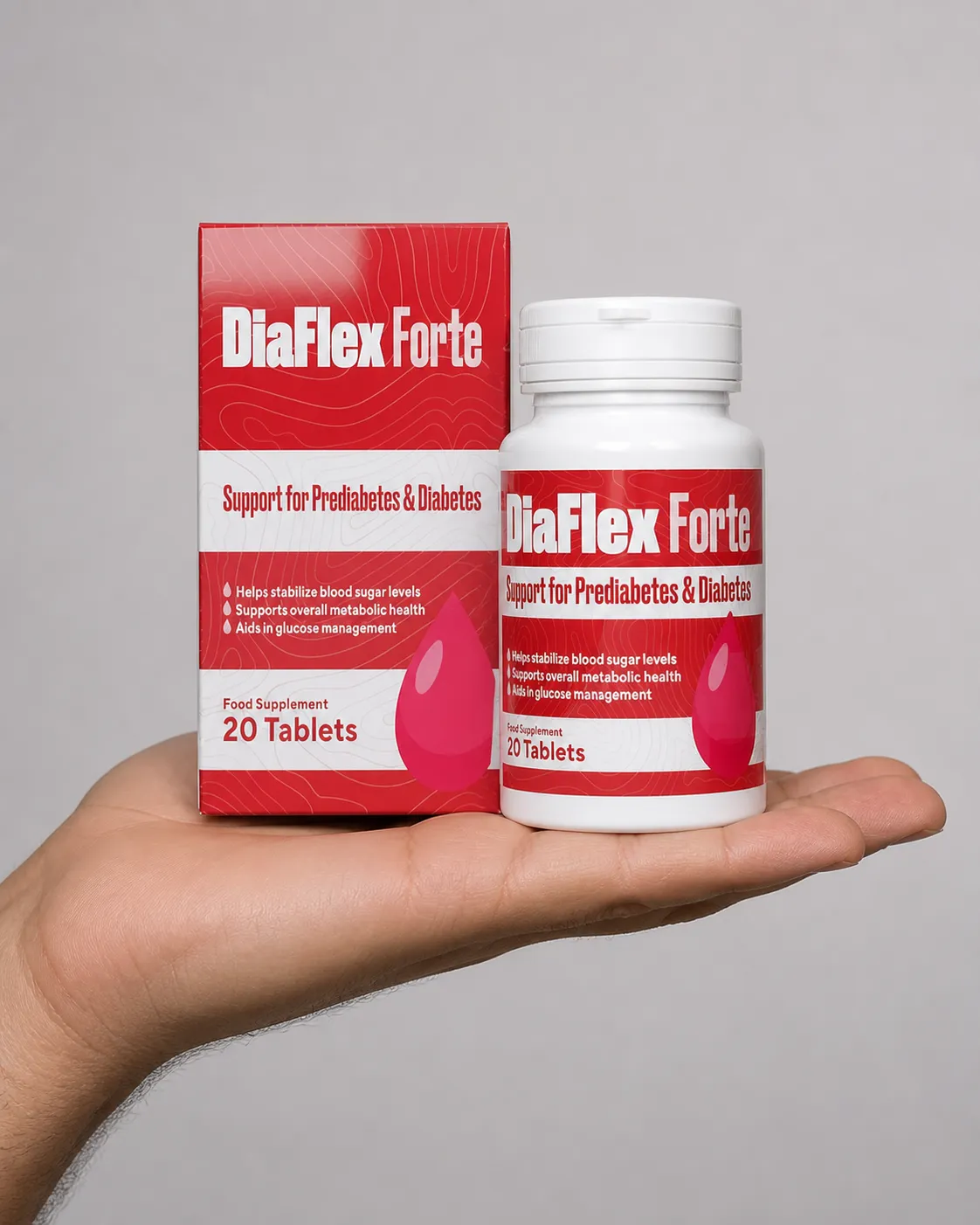 DiaFlex Forte — opakowanie w dłoni