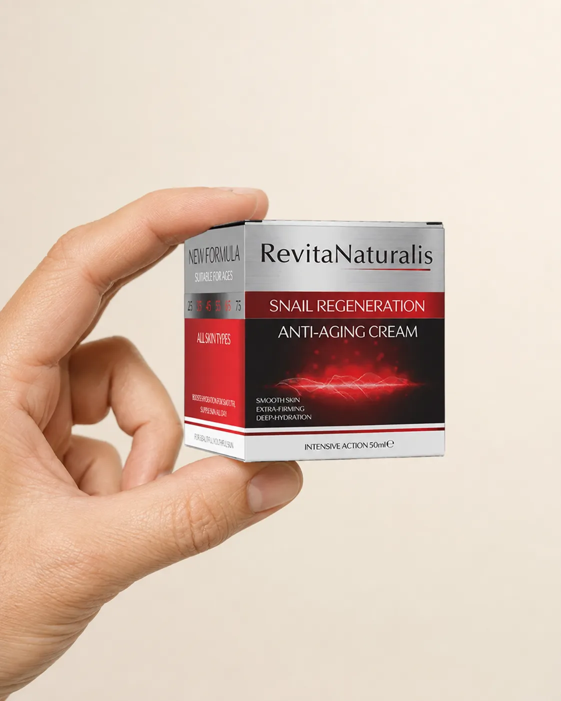 RevitaNaturalis — opakowanie w dłoni