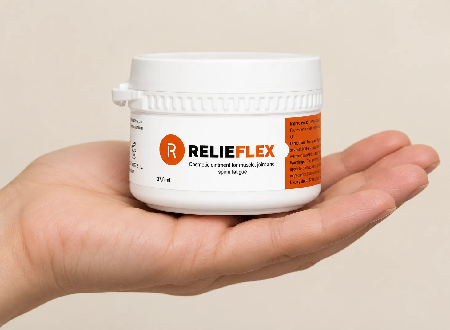 RelieFlex — opakowanie w dłoni