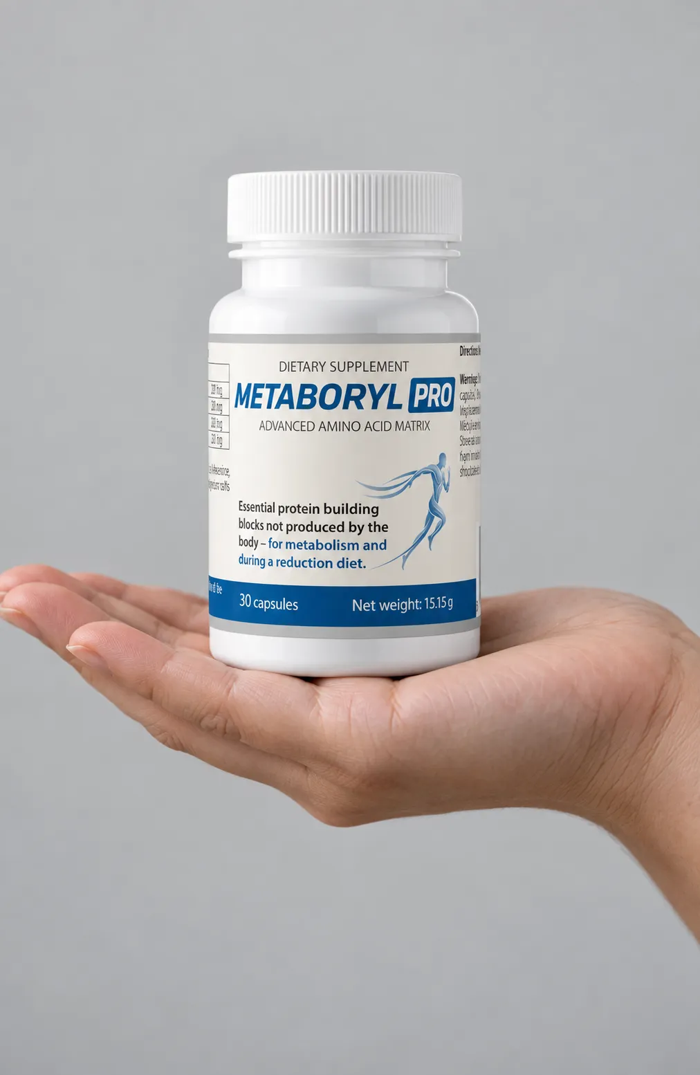 Metaboryl Pro — opakowanie w dłoni