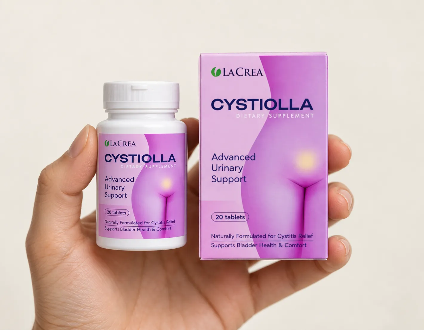 Cystiolla — opakowanie w dłoni