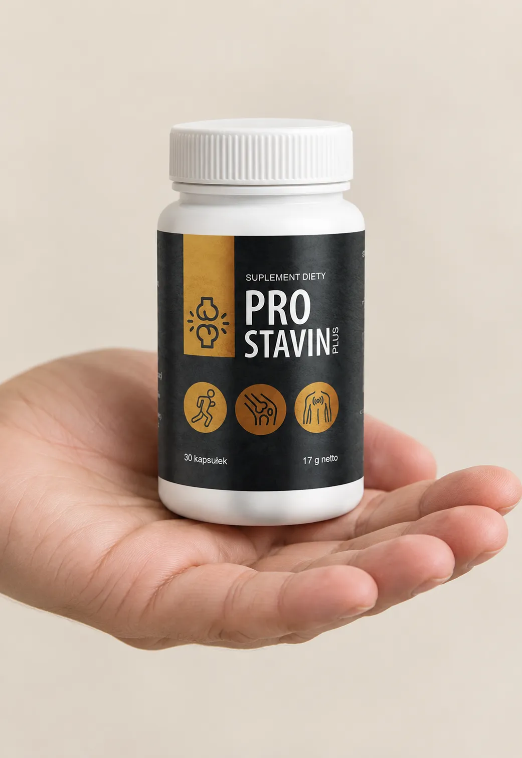 Prostavin Plus — opakowanie w dłoni