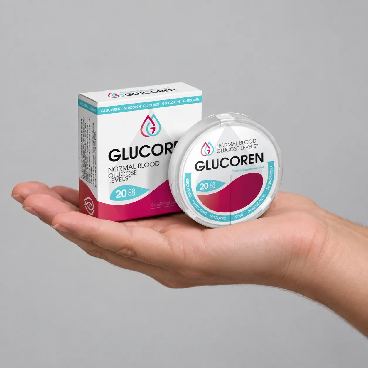 Glucoren — opakowanie w dłoni