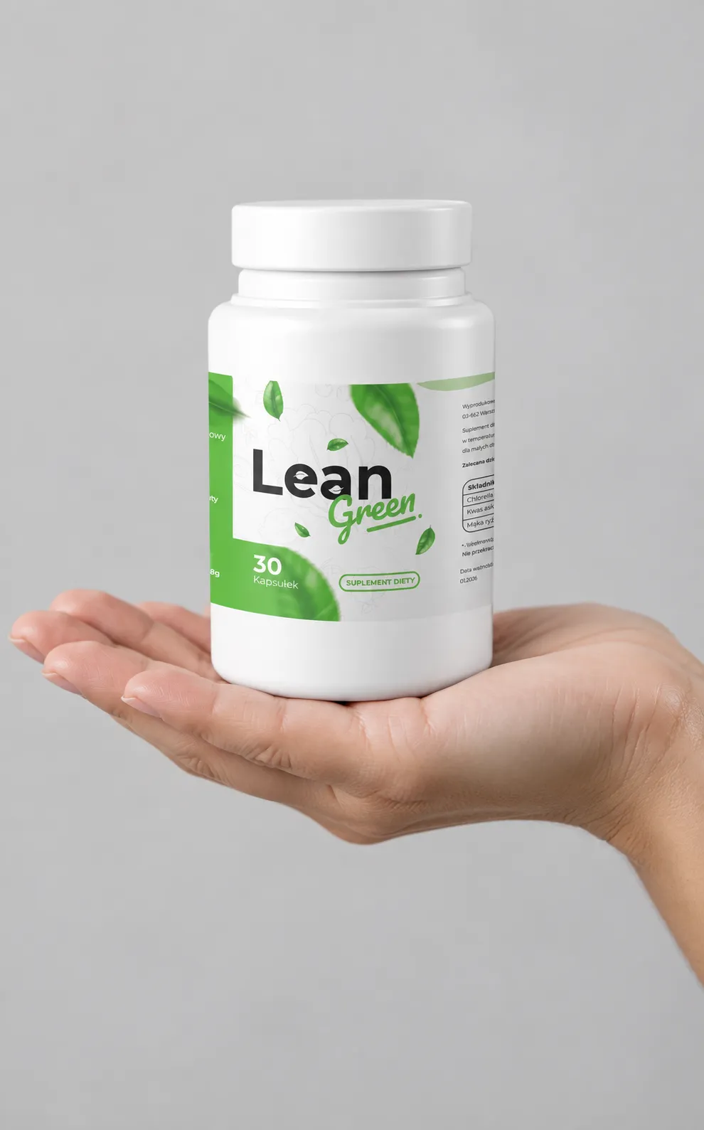 LeanGreen — opakowanie w dłoni