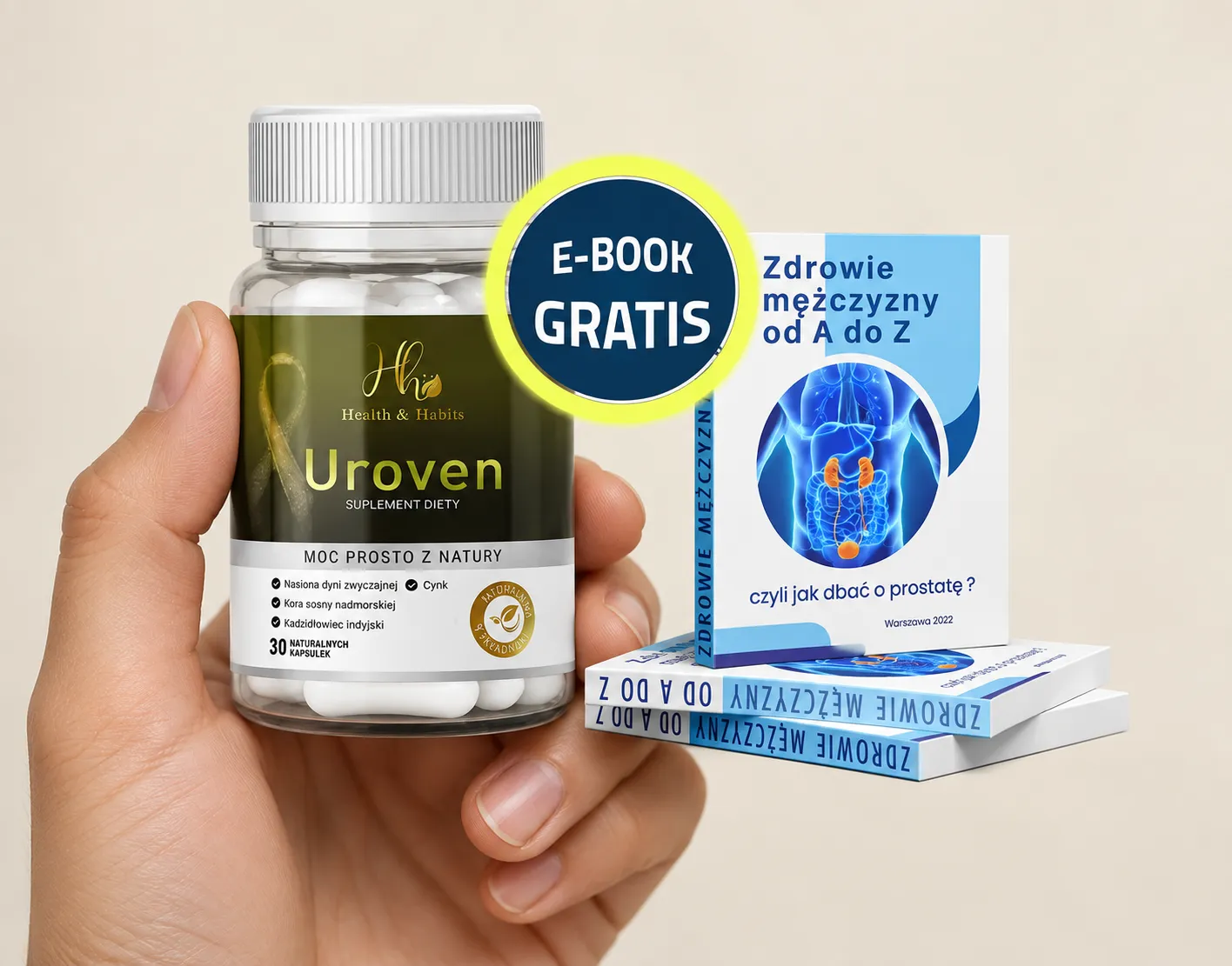 Uroven — opakowanie w dłoni